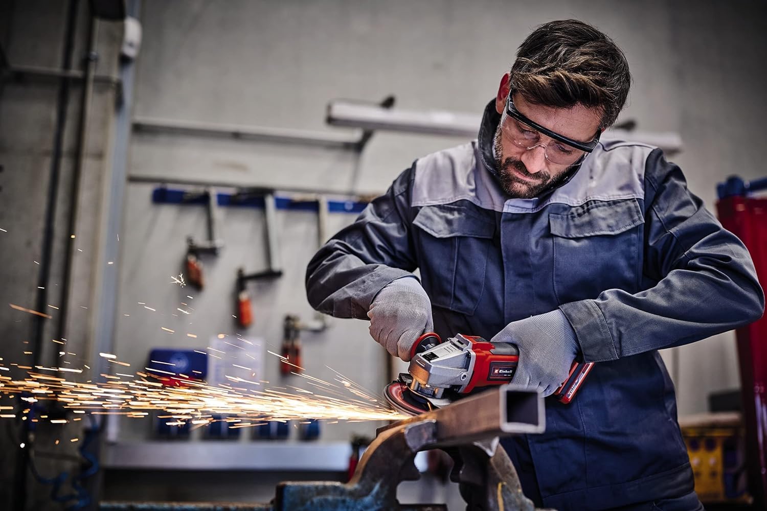 Einhell Amoladora angular con batería TE-AG 18/115 Q Li-Solo | PXC | 18 V | Ø 115 mm | Profundidad de corte de 28 mm | Ranura Quick-Fix | Cambio de disco sin herramientas | Sin batería