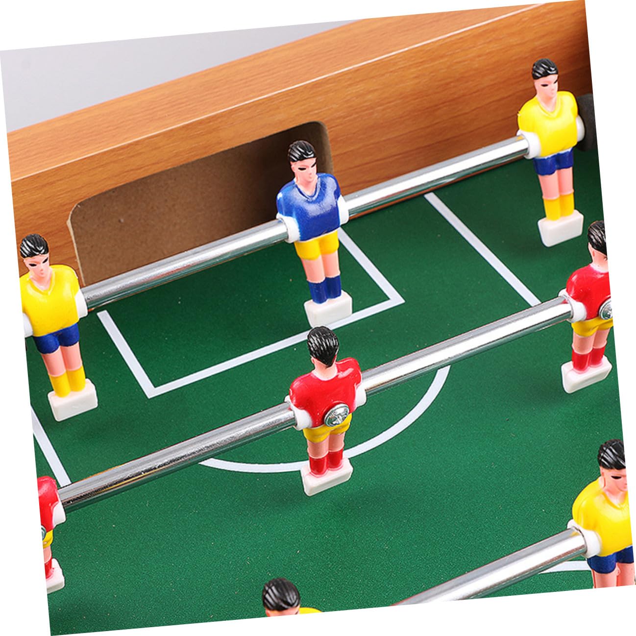 Toyvian Calcio Balilla da Tavolo Mini Portatile in Mdf Sei Aste e Segnapunti, Gioco e Adulti per Serate in Famiglia e Spazi Ridotti