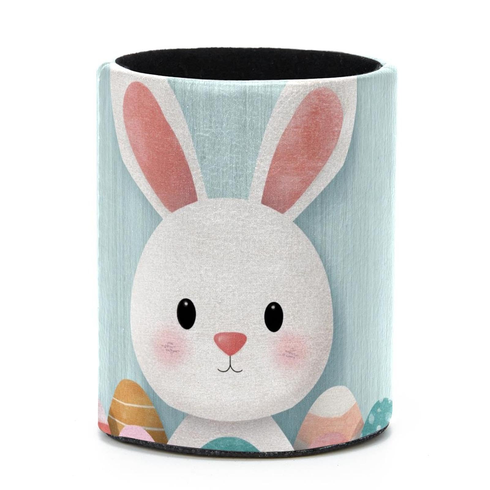VAPOKF Round Pencil Holders for Desk, Rabbit and Easter Eggs Pen Holders Pen Pot Makeup Brushes Storage Desktop Stationery Supplies Organiser for Home Office