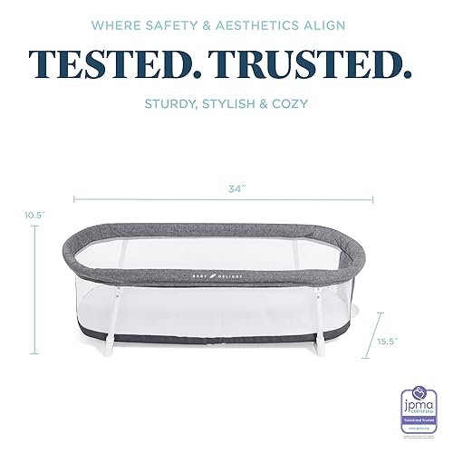 Miniatura 4 de Baby Delight Cuna Snuggle Nest, cama portátil para bebés de 0 a 5 meses, tweed carbón