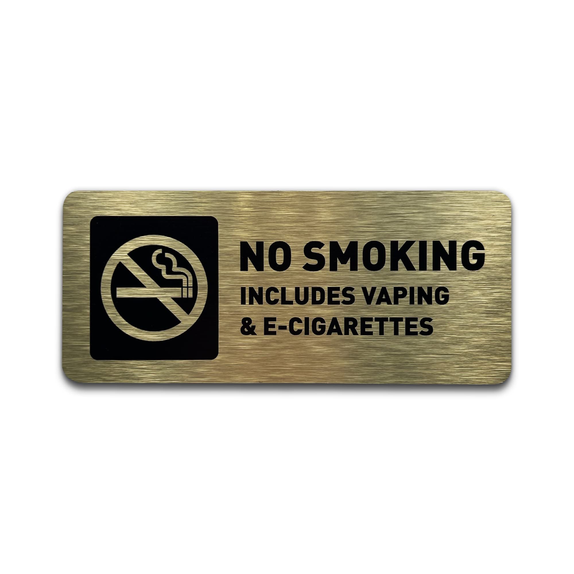 GDS Architectural Signage Solutions No Smoking Sign by - ADA Compliant, with Raised Icons and Lettering- Includes Adhesive Strips for Easy Installation 7" W x 3" H - (Brushed Gold)