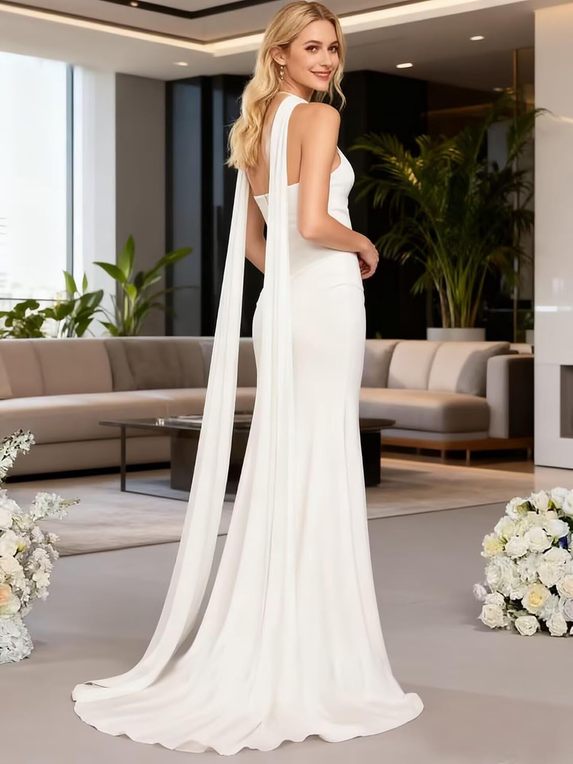Chiffon Maternity Dresses for Photoshoot Mermaid Pregnancy Gowns Sweetheart Long Baby Shower Dress with Scarf