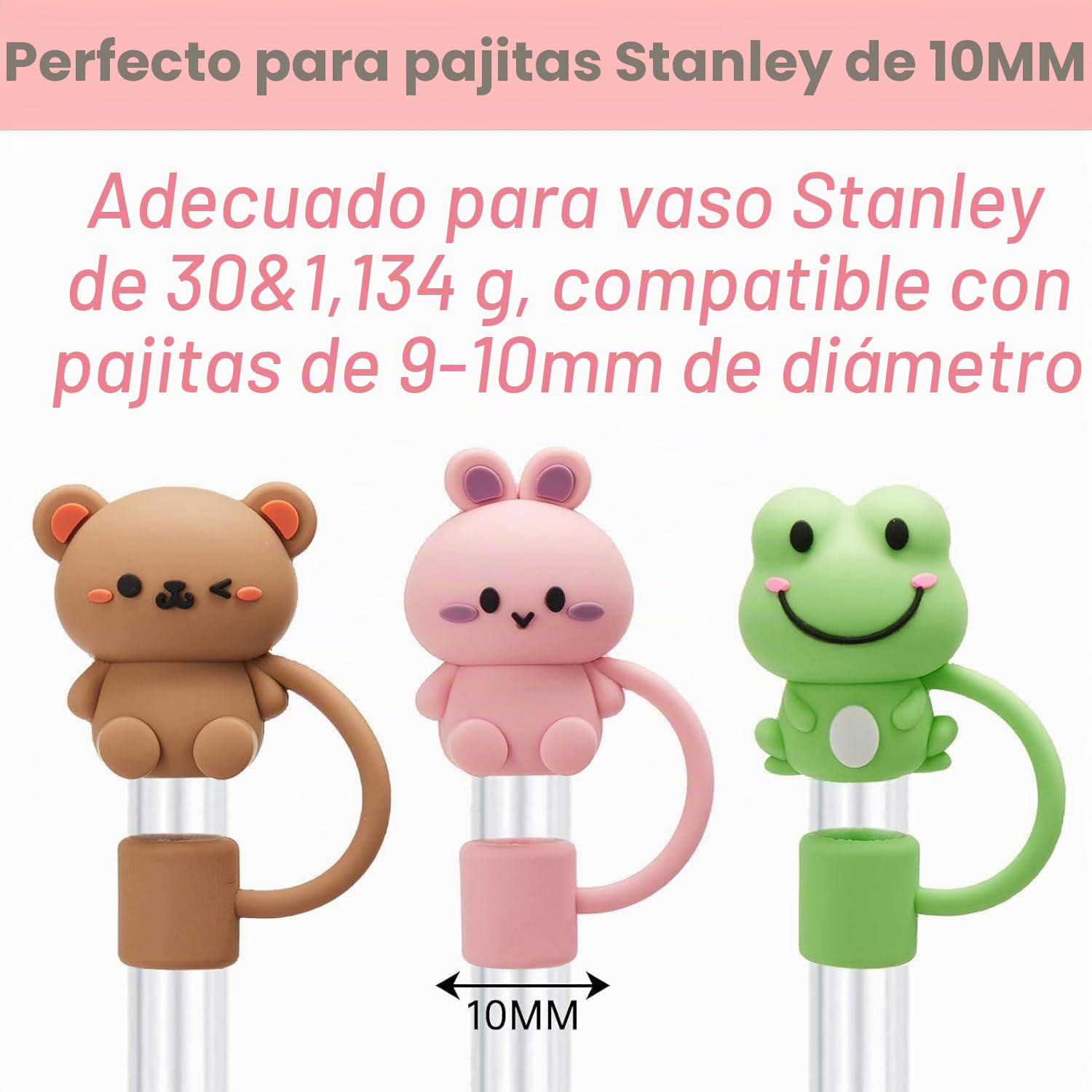 8 Piezas Tapas de Pajitas para Stanley Cup, 10mm Cubiertas de Pajita de Silicona, Pajitas Reutilizables Tapa Consejos, Pajita Tapa Prueba de Polvo y Fugas, Accesorios para Stanley Cup H2.0 40oz/30oz