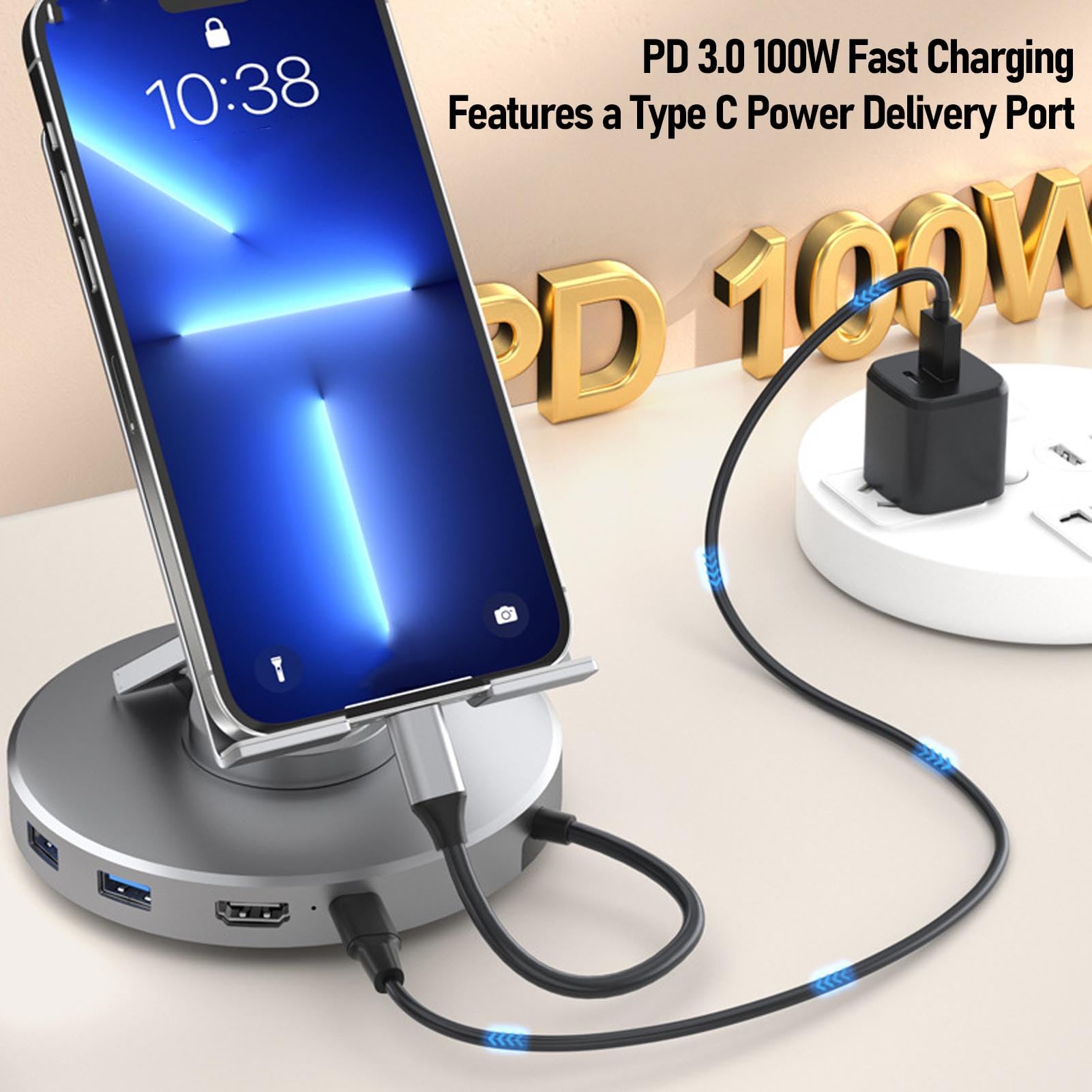 Stacja Dokująca do Tabletu USB C 10 W 1 Podstawka USB C ze Stopu