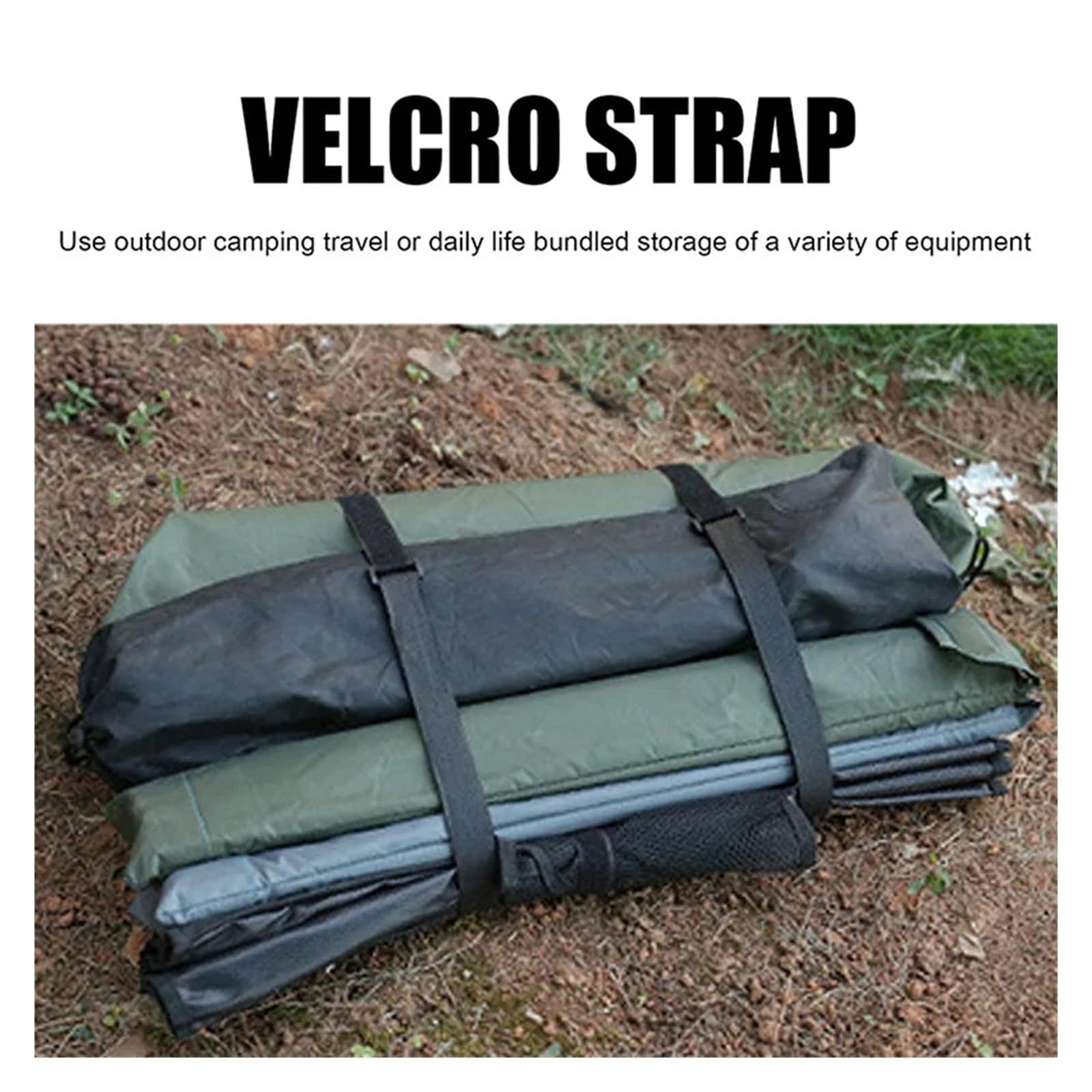Cinghia di fissaggio for bagagli da viaggio in nylon nero con fibbia a camma, kit, strumento campeggio all'aperto(1m)