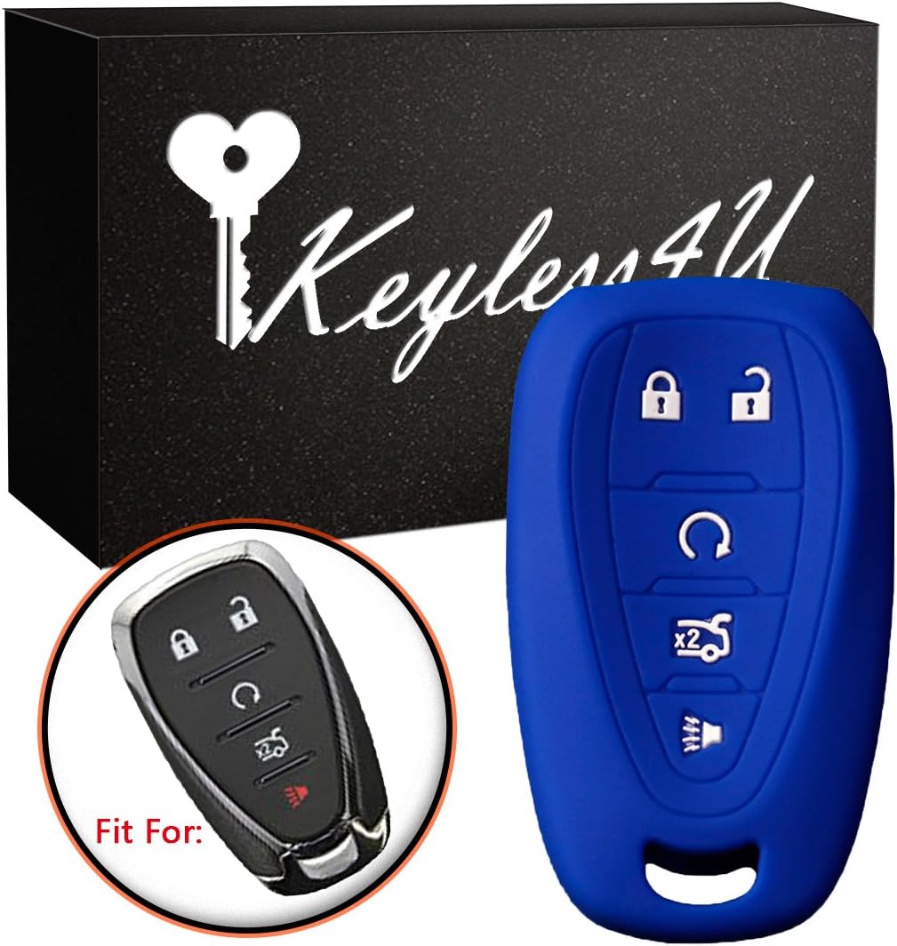 Keyless4U Silicone Key Fob Case Cover for Chevrole Malibu Camaro Cruze Protector Holder Skin Jacket Remote (Blue)