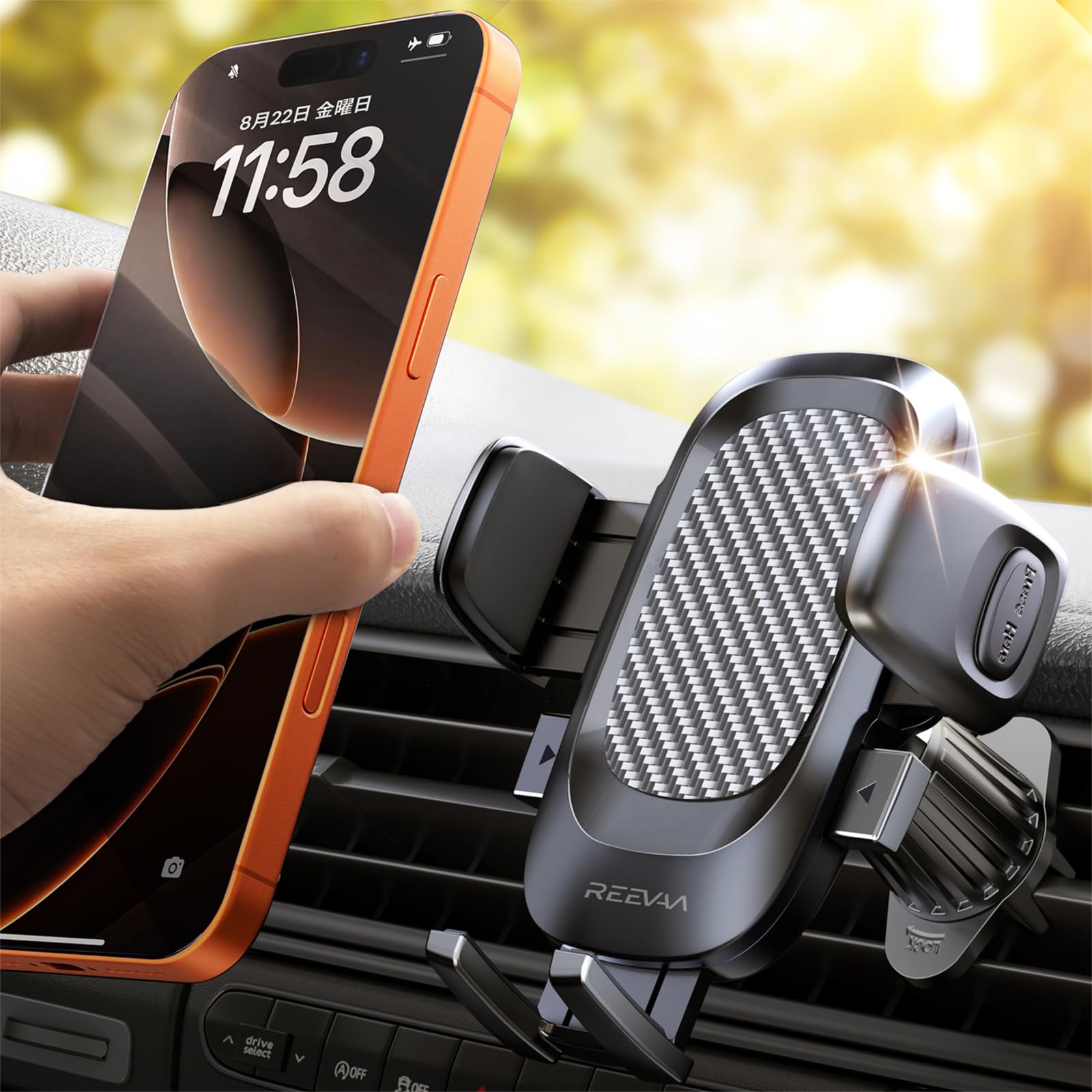REEVAA Smartphone Holder, Car, Smartphone Stand, Air Conditioning Vent, In-Car Smartphone Holder, In-Car Holder, Mobile Holder, Smartphone Holder, Car Accessories, Car Holder, Smartphone Holder, Car