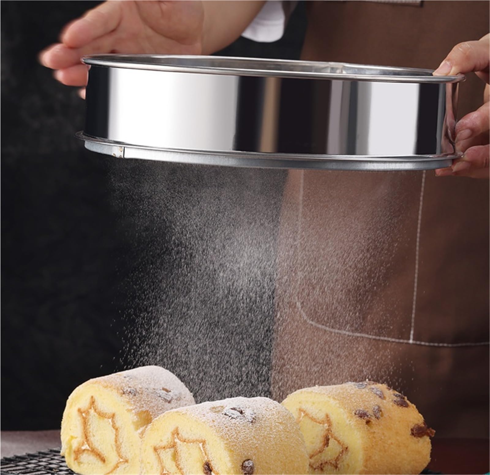 40 cm Edelstahl Feinmaschiges Mehlsieb Hand-Küchensieb zum Backen und Kochen(40mesh)