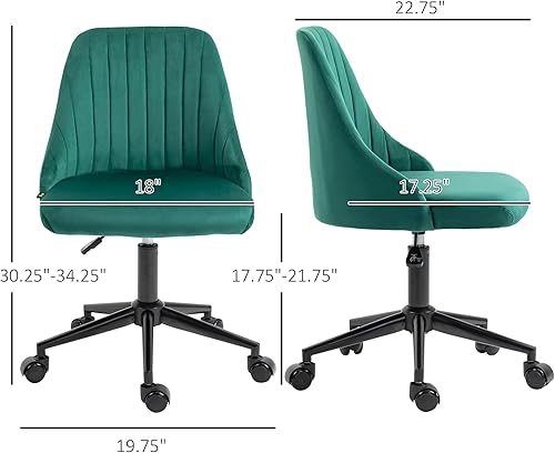 Miniatura 3 de Vinsetto Silla de oficina con respaldo medio, silla giratoria de tela de terciopelo con forma de festón para computadora para oficina en casa o