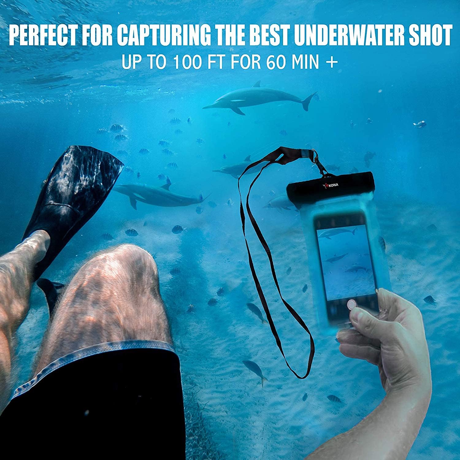 Kona Submariner Floating Waterproof Case - Universal Phone Pouch Compatible for iPhone 14 13 12 Pro Max XS Plus Samsung Galaxy S22 Cell Phones Up to 7.5", IPX8 Cellphone Dry Bag for Vacations - 2 Pack