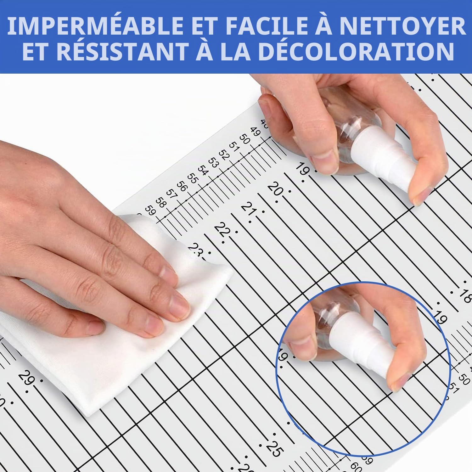 Tapis de mesure pour bébés et tout-petits - Règle de croissance pour bébé - Doux pour la peau - Lavable - Toise d'infantomètre pour nouveau-né - Avec tête fixe et positionneur de pied coulissant