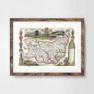 SUFFOLK COUNTY VINTAGE MAP ART PRINT POSTER Britain British UK Antique Historical Home Decor Wall Picture A4 A3 A2 (10 Sizes)