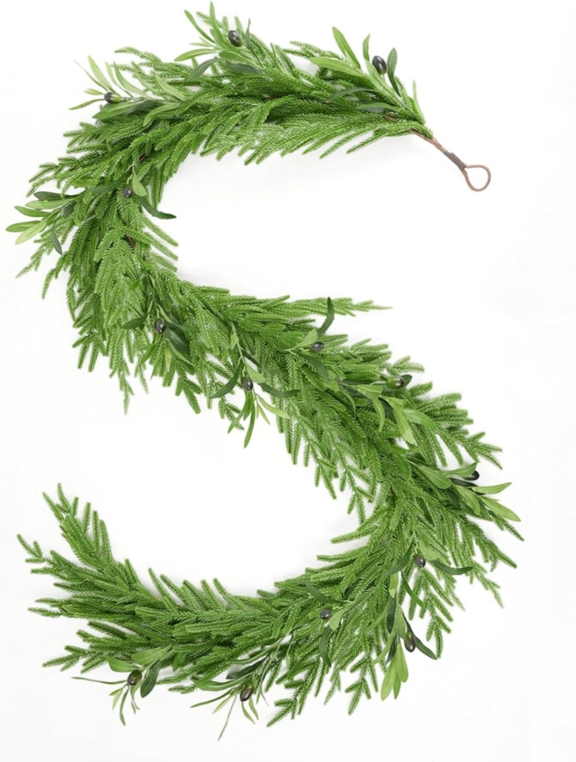 6FT Olive & Norfolk Pine Christmas Garland – Full Realistic Greenery for Mantel, Fireplace, Staircase & Front Door Decorations, Bendable Wired Stems for Indoor Outdoor Holiday Décor 6FT Olive & Norfolk Pine Christmas Garland – Full Realistic Greenery for Mantel, Fireplace, Staircase & Front Door Decorations, Bendable Wired Stems for Indoor Outdoor Holiday Décor