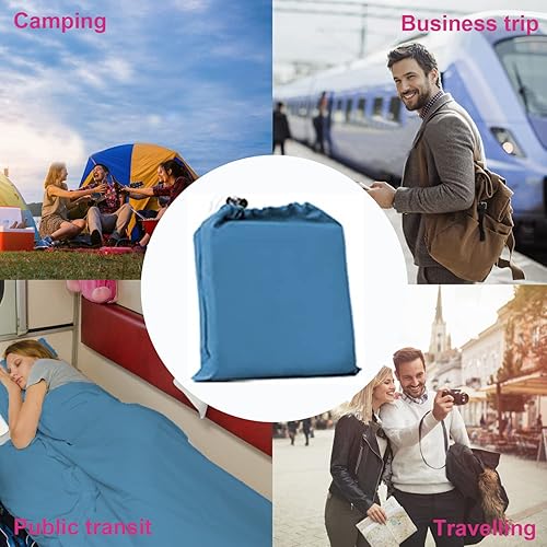 Miniatura 6 de Saco de dormir portátil para viajes, camping, sábanas ligeras y compactas para adultos, cómodos forros para viajes, hotel, camping, picnic,