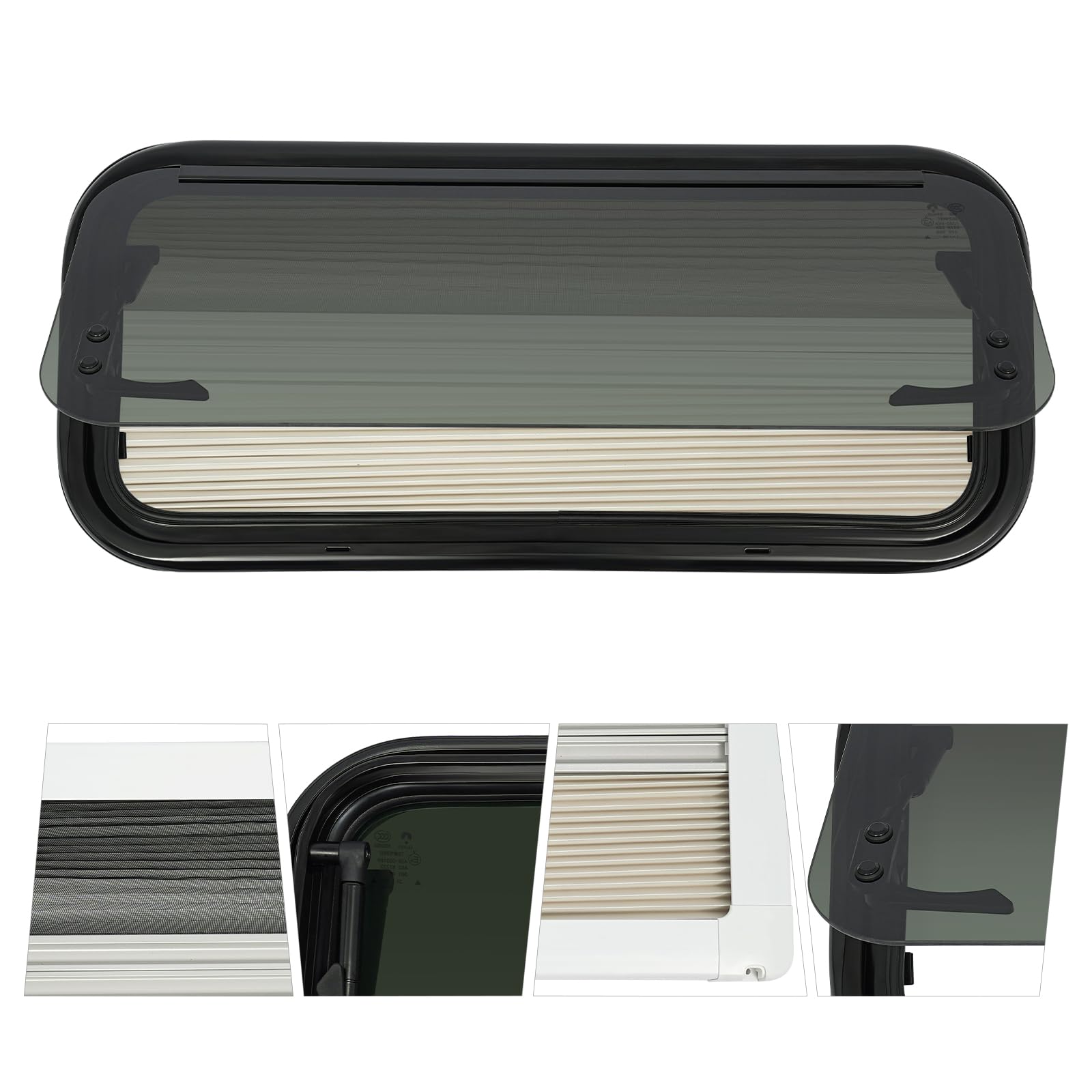 70x30cm Ventana de caravana 85°Ventana Camper Homologada estor | mosquitera con certificado ECE 43R, vidrio templado, para utocaravanas remolques camionetas conversión caravanas verticales