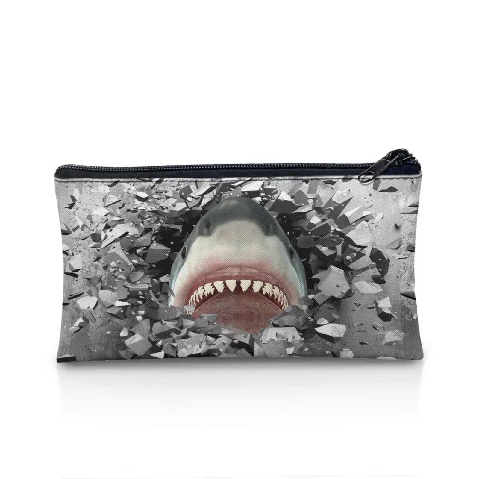 UOIMAG 3D Print Shark Pencil Case for Boys Kids School Stationery Pencil Pouch Zipper Bag for Office