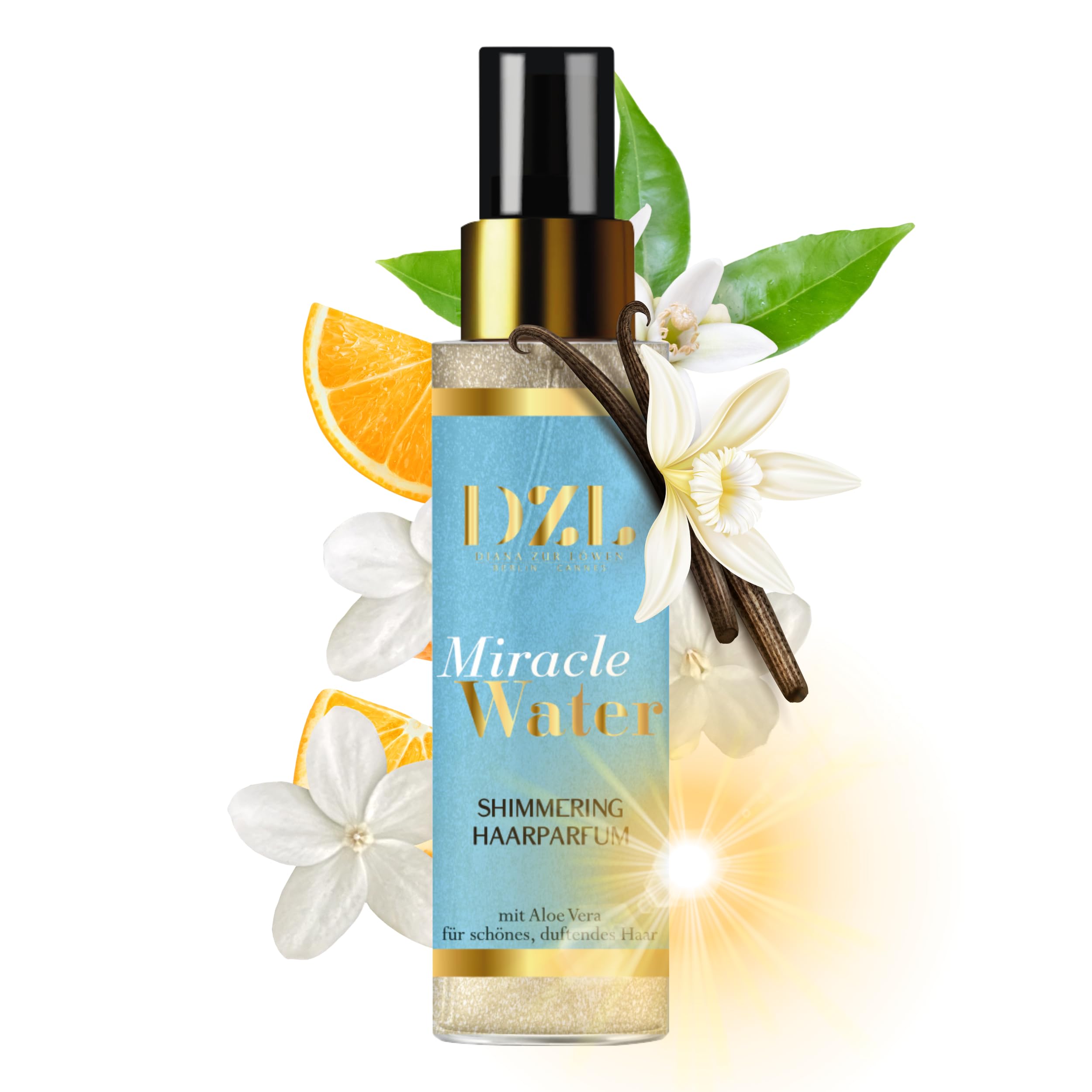 DZL - Parfum Cheveux Miracle Water Pailleté 100 ml – Parfum Cheveux Femme - Notes Florales & Aquatiques – Sillage Lumineux & Délicat - Made in France