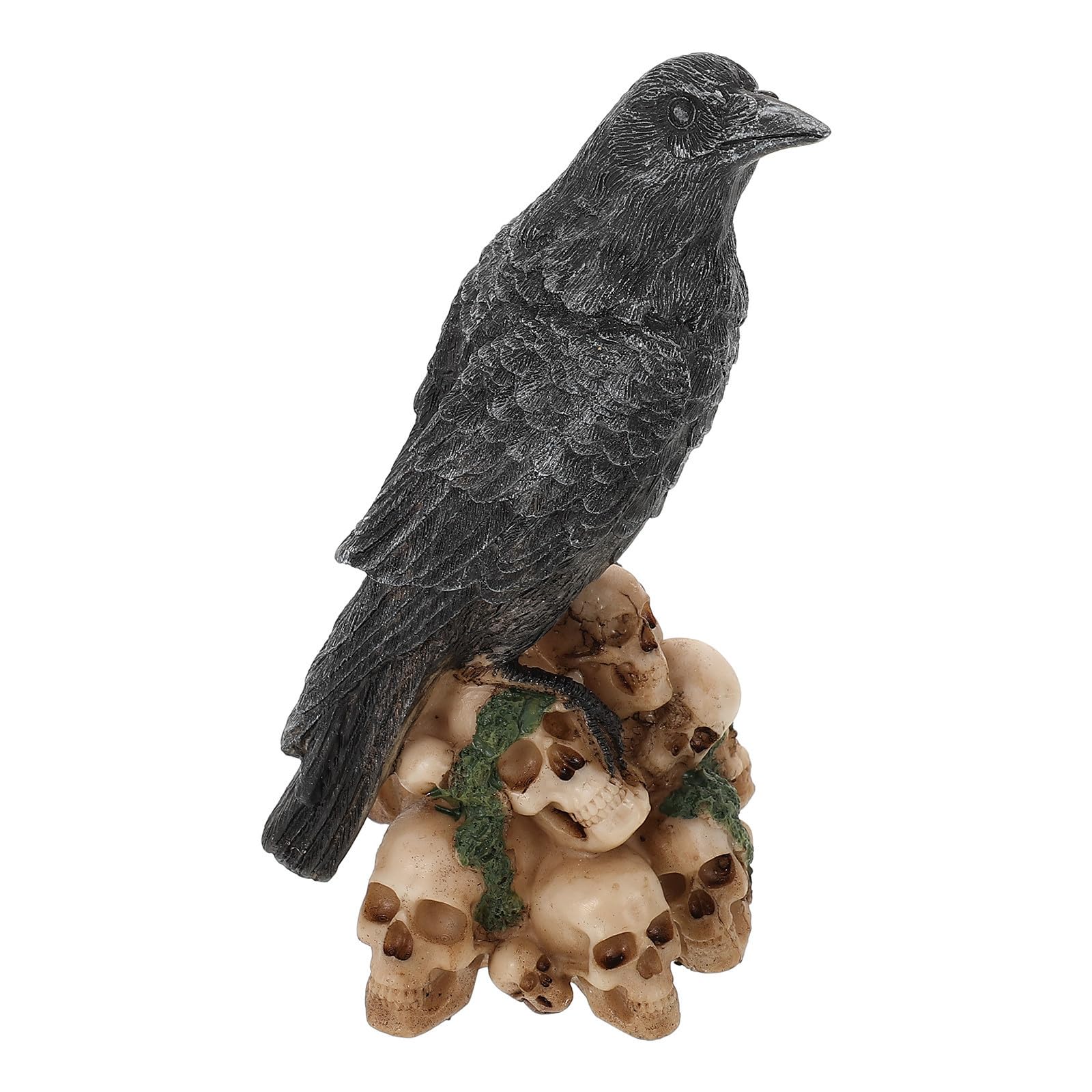 Uonlytech 3 Pezzi Statua Decorativa di Halloween in Resina con Teschio Nero, Gatto e Corvo Realistici, Resistente All’usura, per Decorazioni Tavolo Festa di Halloween