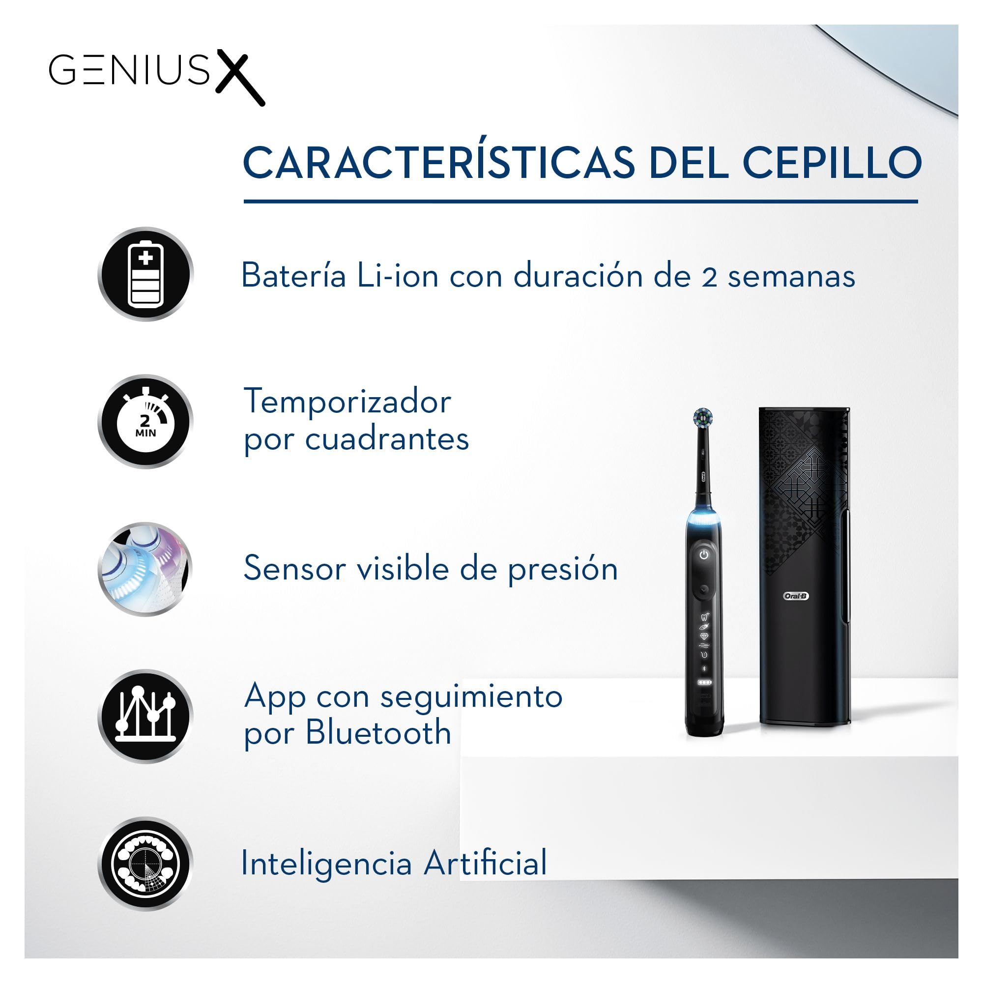 Oral-B Genius X 20000 Luxe Edition - Cepillo de Dientes Eléctrico Negro con Tecnología de Braun