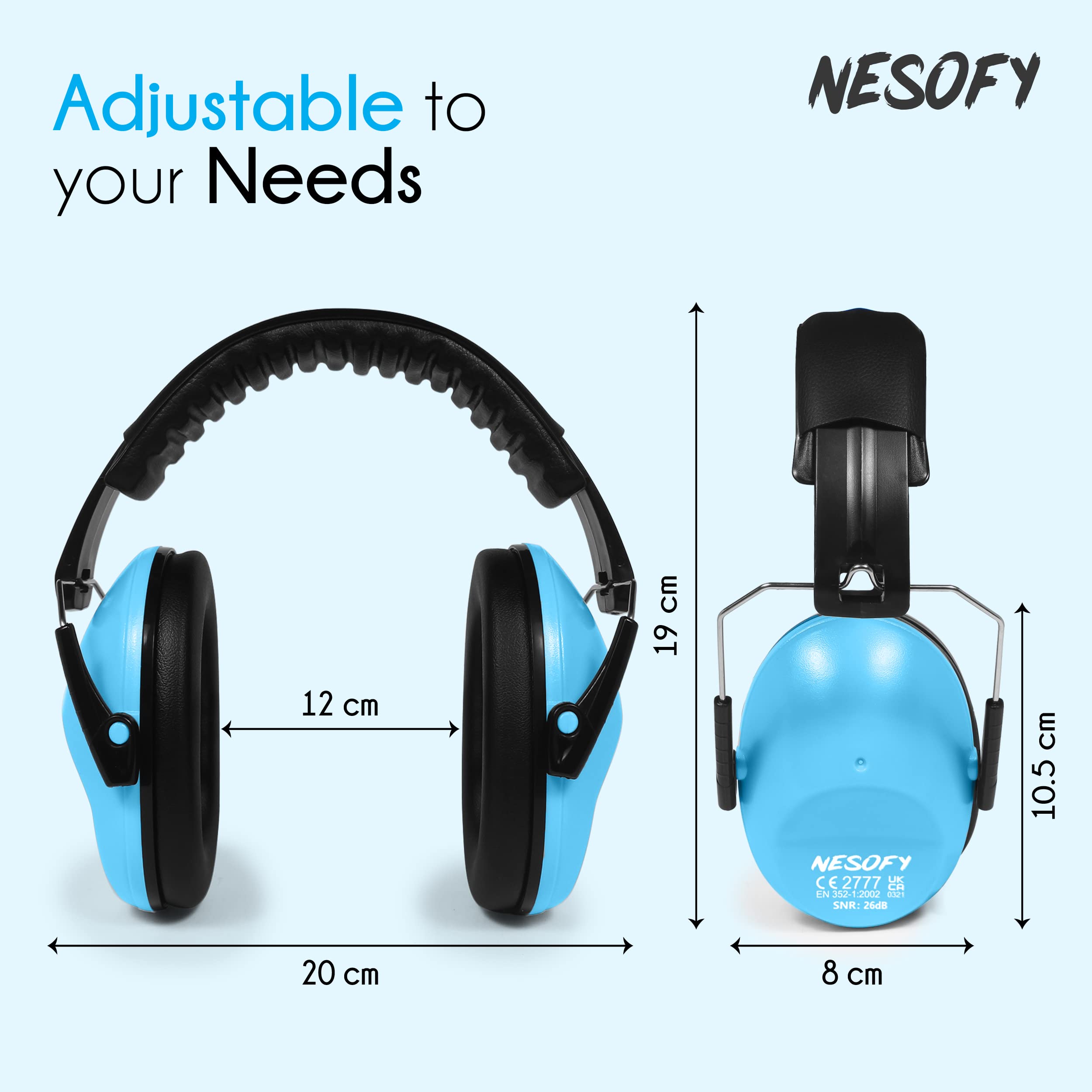 Nesofy Ear Defenders Children 26db, Blue, One Size Kids - Image 2