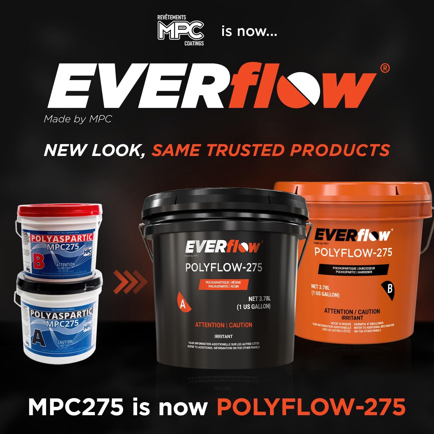 MPC-275 Polyaspartic Floor Coating Kit – 2 Gallon Clear Gloss Polyurea Garage Floor Coating – Thin, Fast-Cure Polyaspartic Top Coat for Concrete, Vinyl Flake, and Countertop Applications