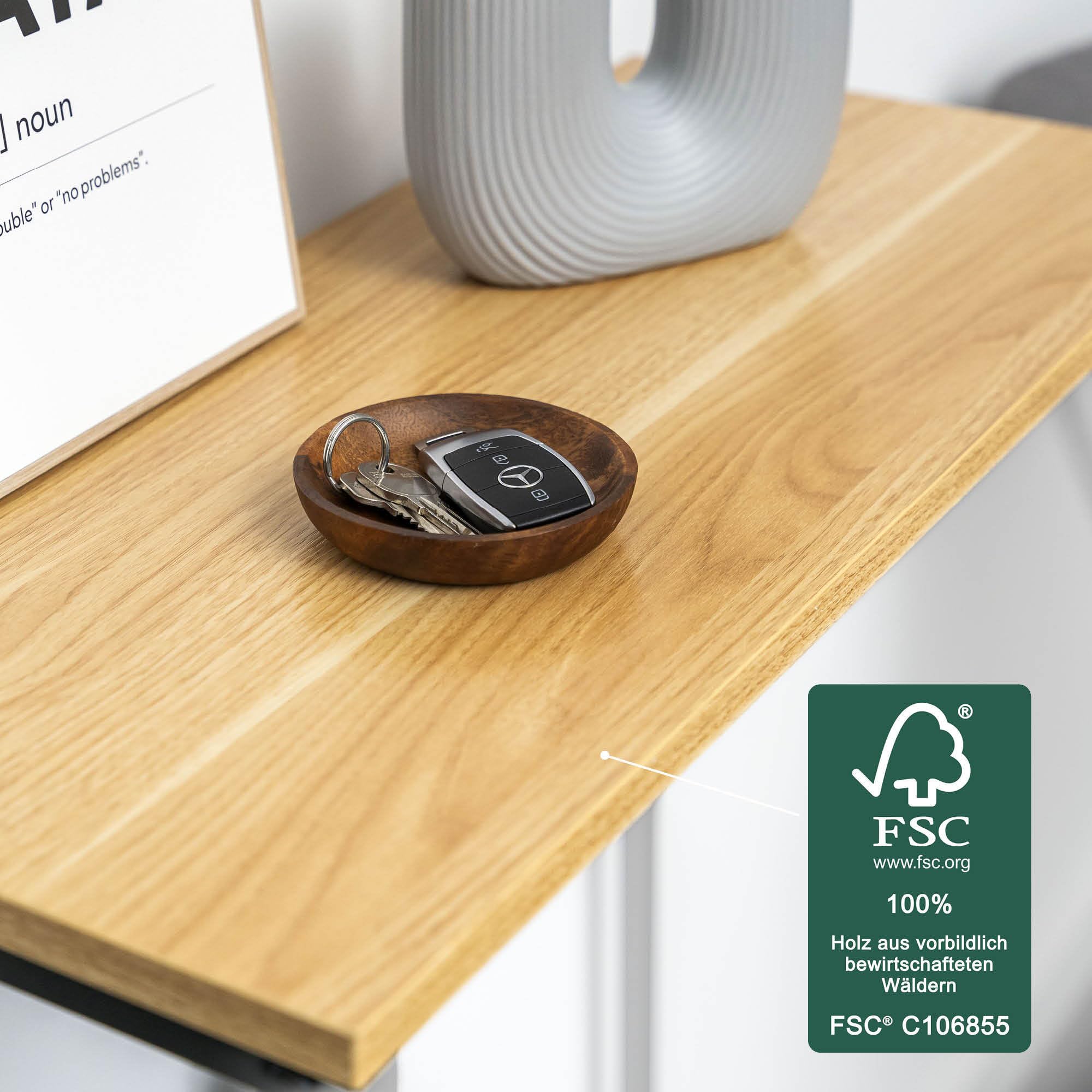 eluno Konsolentisch aus Metall mit 1 Holzablage, höhenverstellbare Füße, 4 Haken, als Beistelltisch oder Sideboard, viel Platz für Bücher, Pflanzen und Deko (Schwarz)