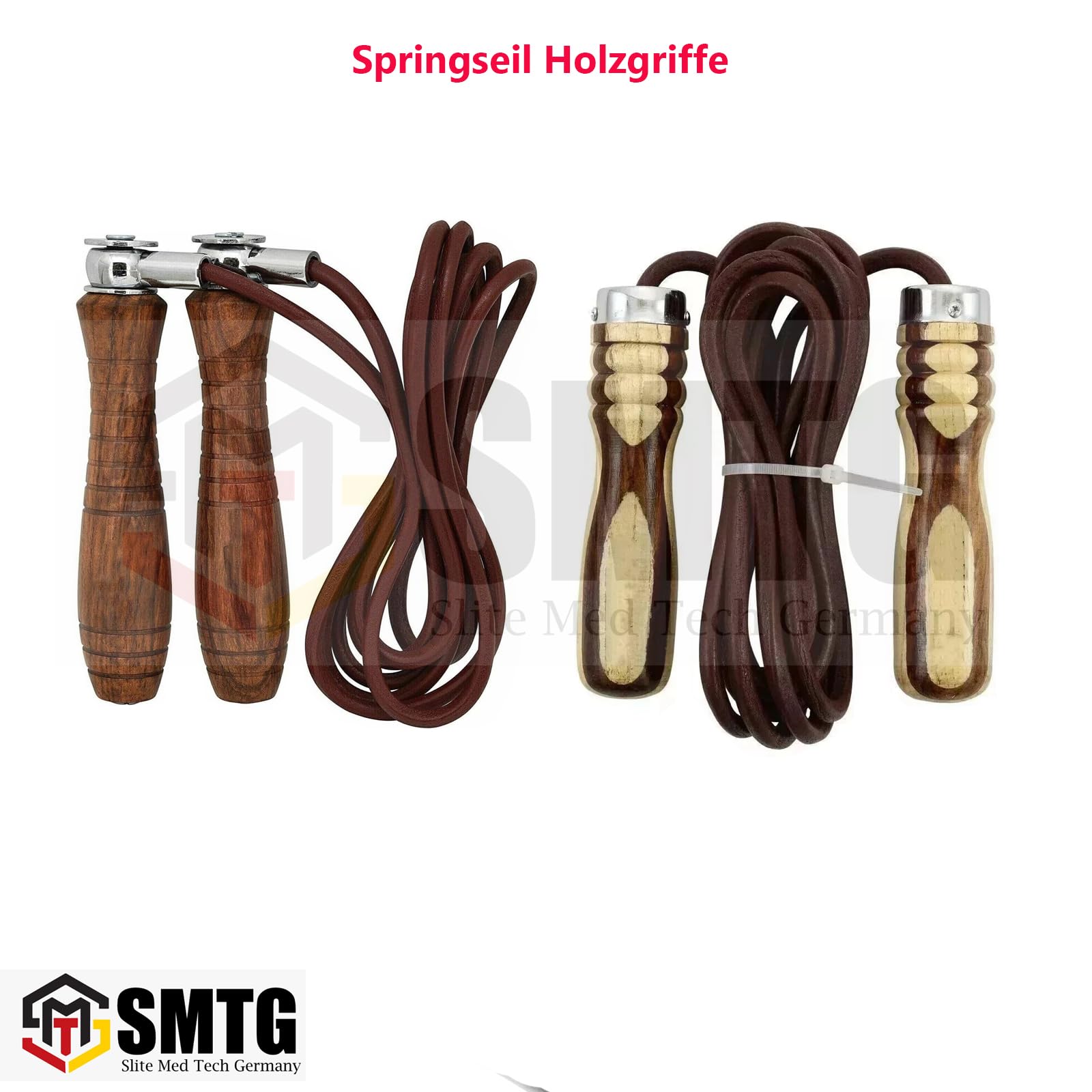 2er set Springseil aus Echtleder mit Ergonomischen Holzgriffen & Kugellager – Einstellbare Länge, Profi Speed Rope für Boxen, Fitness, Crossfit, MMA, Ausdauer- & Heimtraining