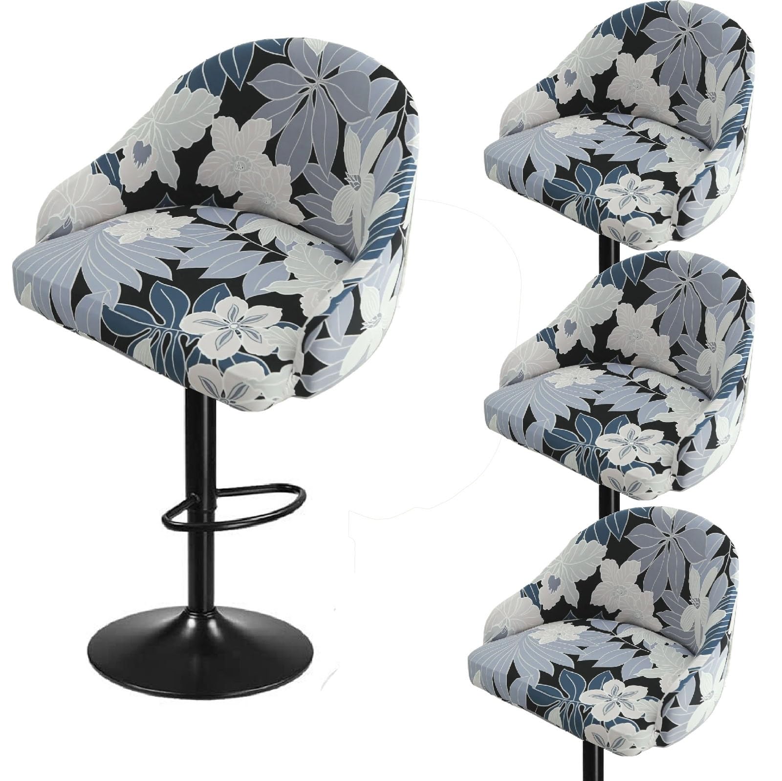 Bar Stools Cover,Short Back Chair Cover, Swivel Chair Slipcovers With Back, Stretch Bar Stool Chair Slipcovers With Round Backs Arms Curved Accent ,Counter Bar Stool Cover For Armchair,Kitchen Island(