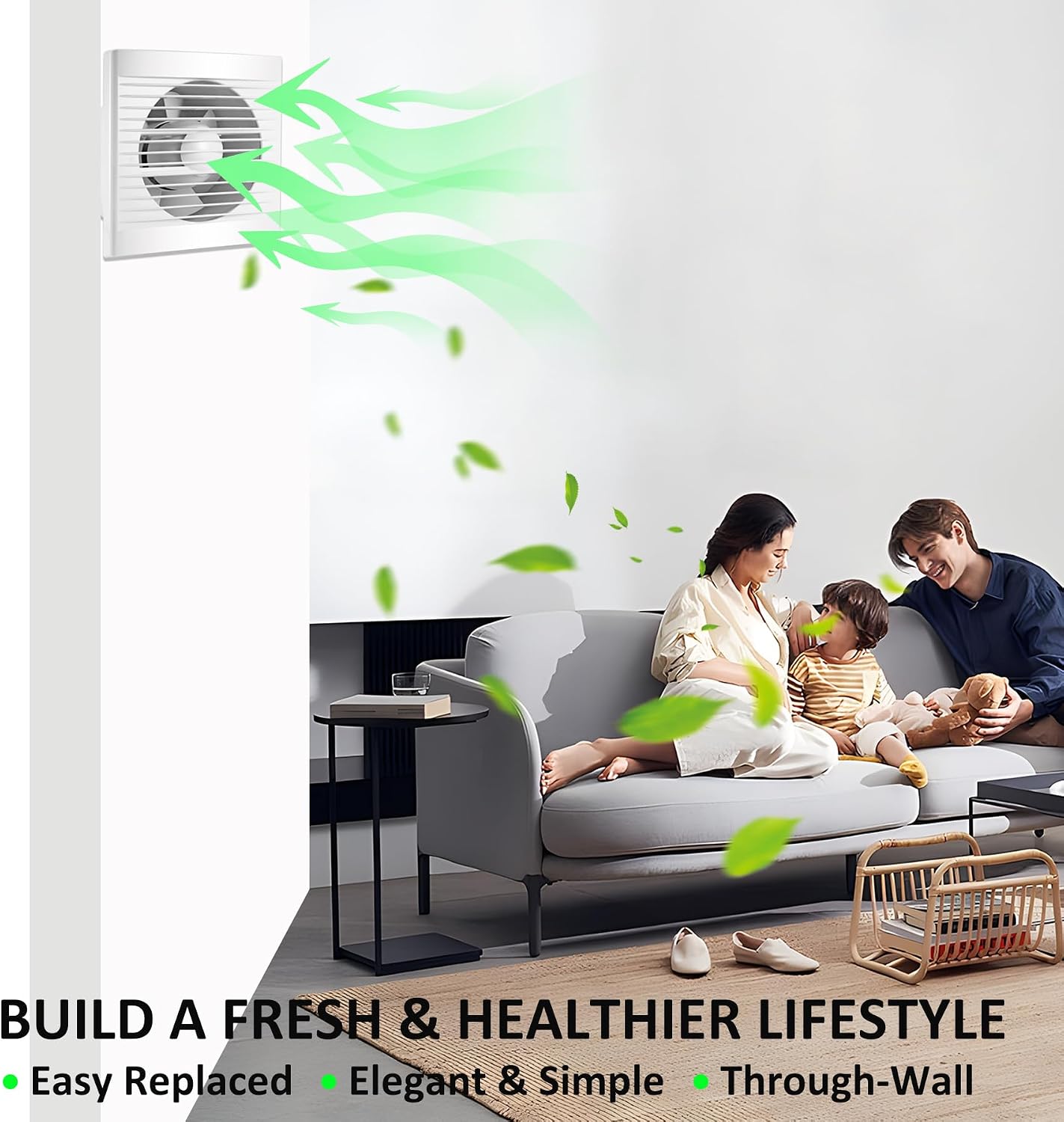 4inch Wall Exhaust Fan, 55CFM 12W Small Window Mount Vent Extractor Fan for Kitchen Bathroom Workshop Garage (ETL Cord)