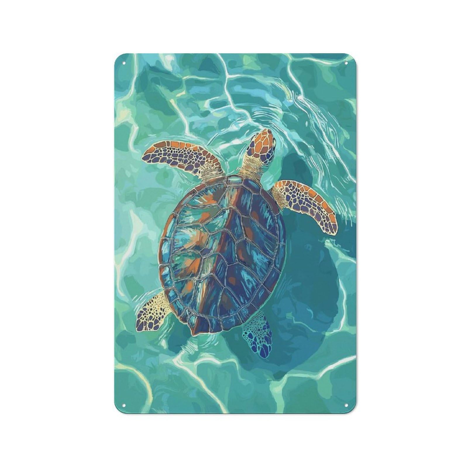 Junmoney Sea Turtle In Turquoise Water Vintage Metal Plaque 30X20cm For Workshop Wall, For Kitchen And Home Bar Decor, For Home Office And Studio Walls