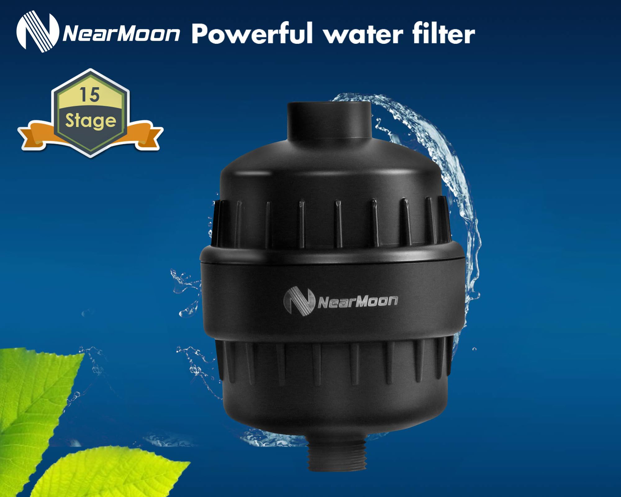 NearMoon Cabezal de ducha y filtro de ducha de 15 etapas, cabezal de ducha filtrado de alta presión para agua dura, elimina el flúor de cloro y sustancias nocivas, 1 cartucho de filtro reemplazable