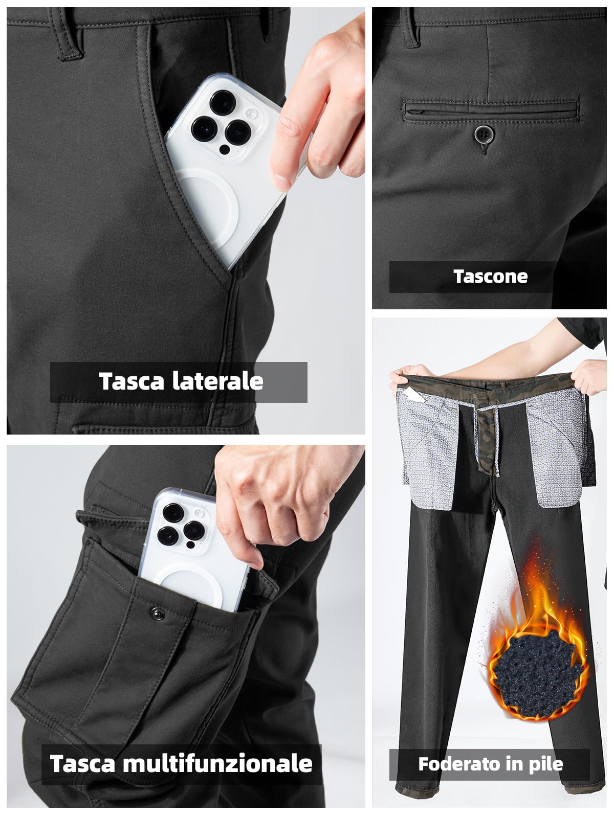 Jeans Couture Pantaloni Cargo Uomo Pantaloni da Lavoro Uomo Cargo Moto Invernali Impermeabili Uomo Pantaloni