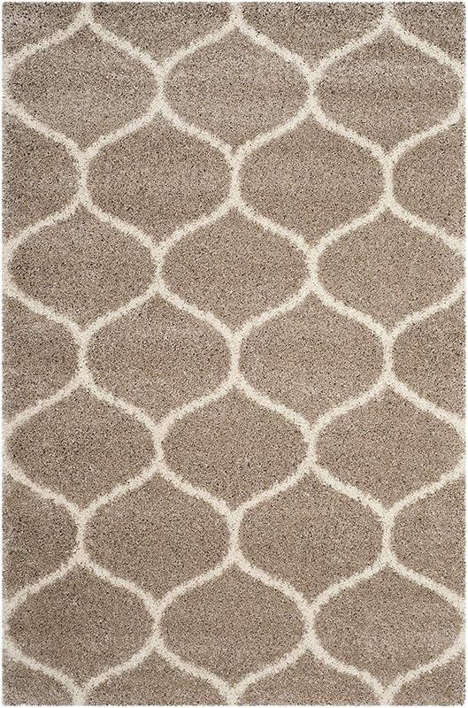 Image of SAGON Anti-Skid Shaggy Carpet Rug for Home | Ultra-Soft Plush Floor Mat for Living Room & Bedroom | Non-Slip, High-Density, Cozy Luxury Decor| 6 x 9 Feet Beige Ivory Diamond