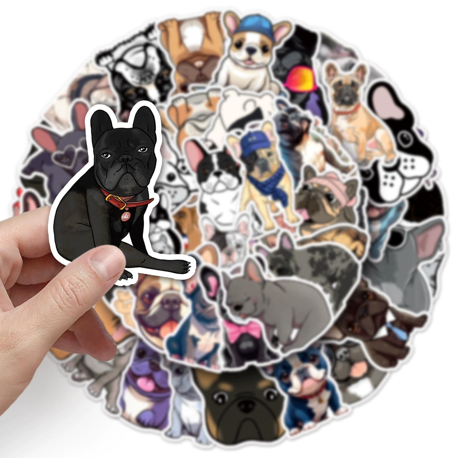 French Bulldog Stickers for Laptop(50 PCS),Gift for Children Teens Adults Girl Boys,French Bulldog Waterproof Stickers for Skateboard,Bike,Phone,Computer,Luggage Water Bottle Guitar Motorcycle - Image 3