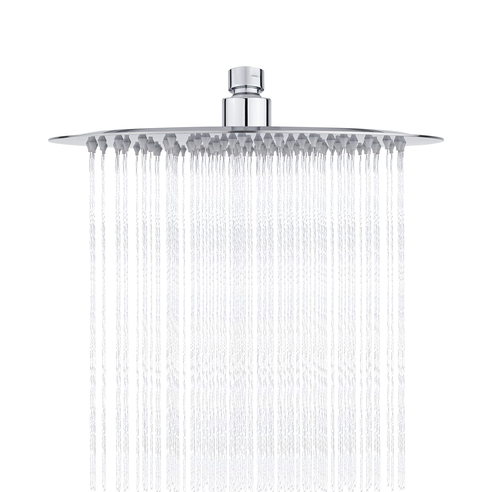Ibergrif M20298 Edelstahl Regendusche 25 cm (10 Zoll), Runde Kopfbrause mit Air-Mix, Anti-Kalk Silikondüsen, Chrom Oberfläche, Hochdruck Duschkopf, Deckenmontage, Silber