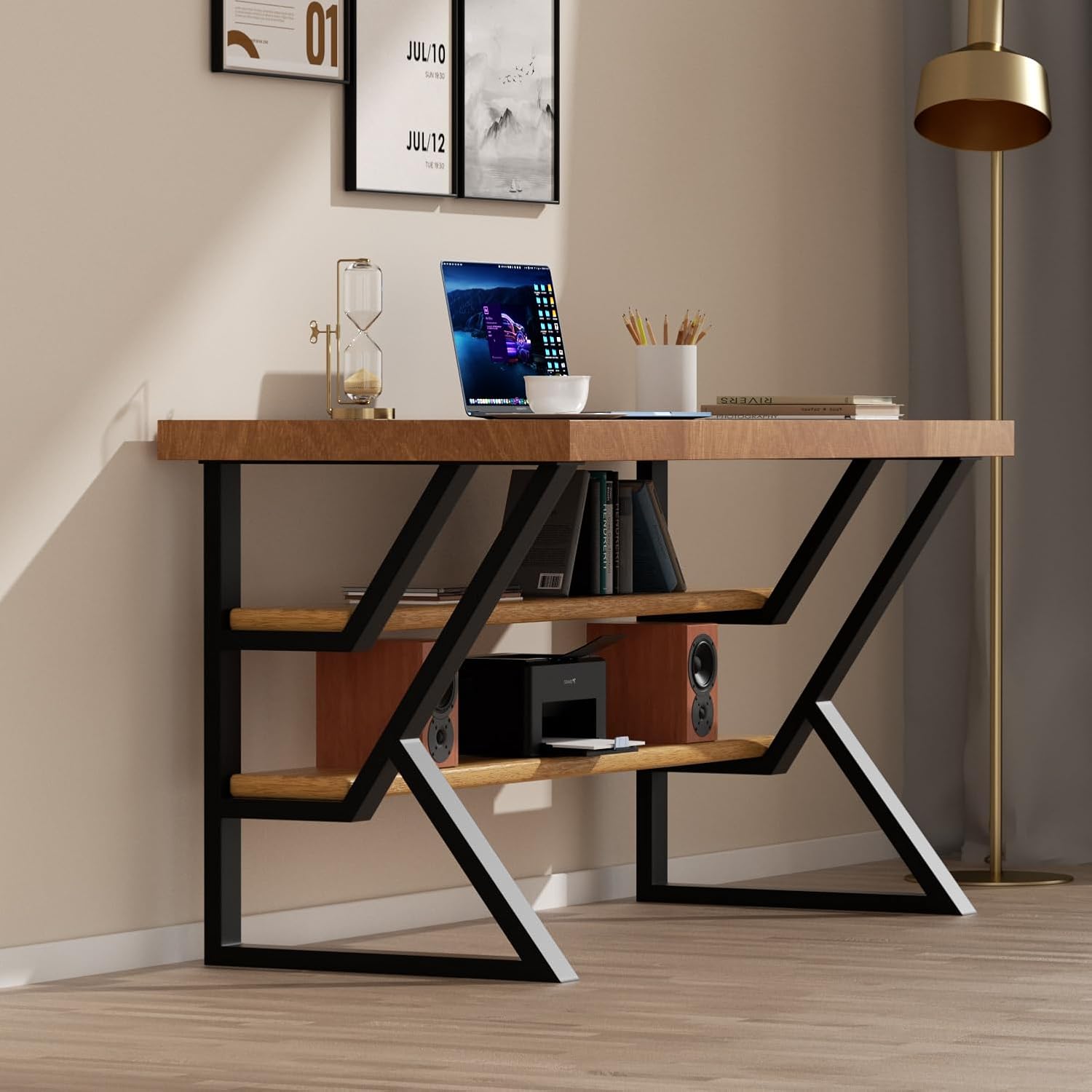 Upgraded 3 Tier Table Legs 30 inch x 24 inch, K-Shaped Desk Legs, Heavy Duty Metal Legs for Table, Black Furniture Leg for Dining Table Office Computer Desk (Set of 2)…