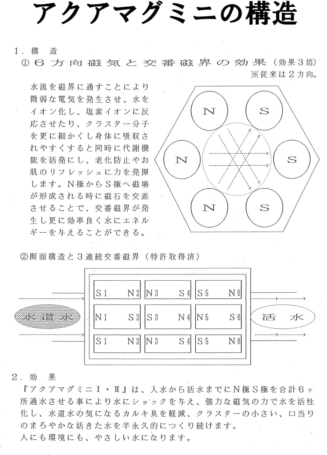 マグ・ガイア 磁気処理活水器 磁気活性水 ①