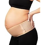 AZMED Maternity Belt Back Support - Adjustable Abdominal Binder for Pregnancy - Belly Band for Pelvic, Waist & Lower Back Comfort - Fits Up to 46 Inches - Beige