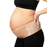 AZMED Maternity Belt Back Support - Adjustable Abdominal Binder for Pregnancy - Belly Band for Pelvic, Waist & Lower Back Comfort - Fits Up to 46 Inches - Beige