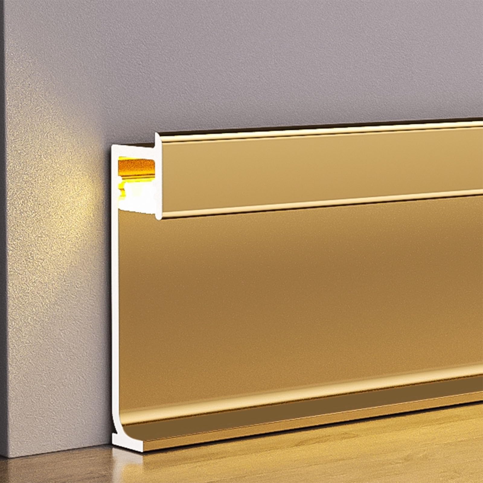 Stuckleisten Decke LED LED-Sockelleistenprofil Aus Aluminium, 1 M Lange Sockelleiste | Für Küche, Flur Oder Heimkino: Flaches Profil (für Einbau Oder Aufbau) Inklusive Staubschutzabdeckung