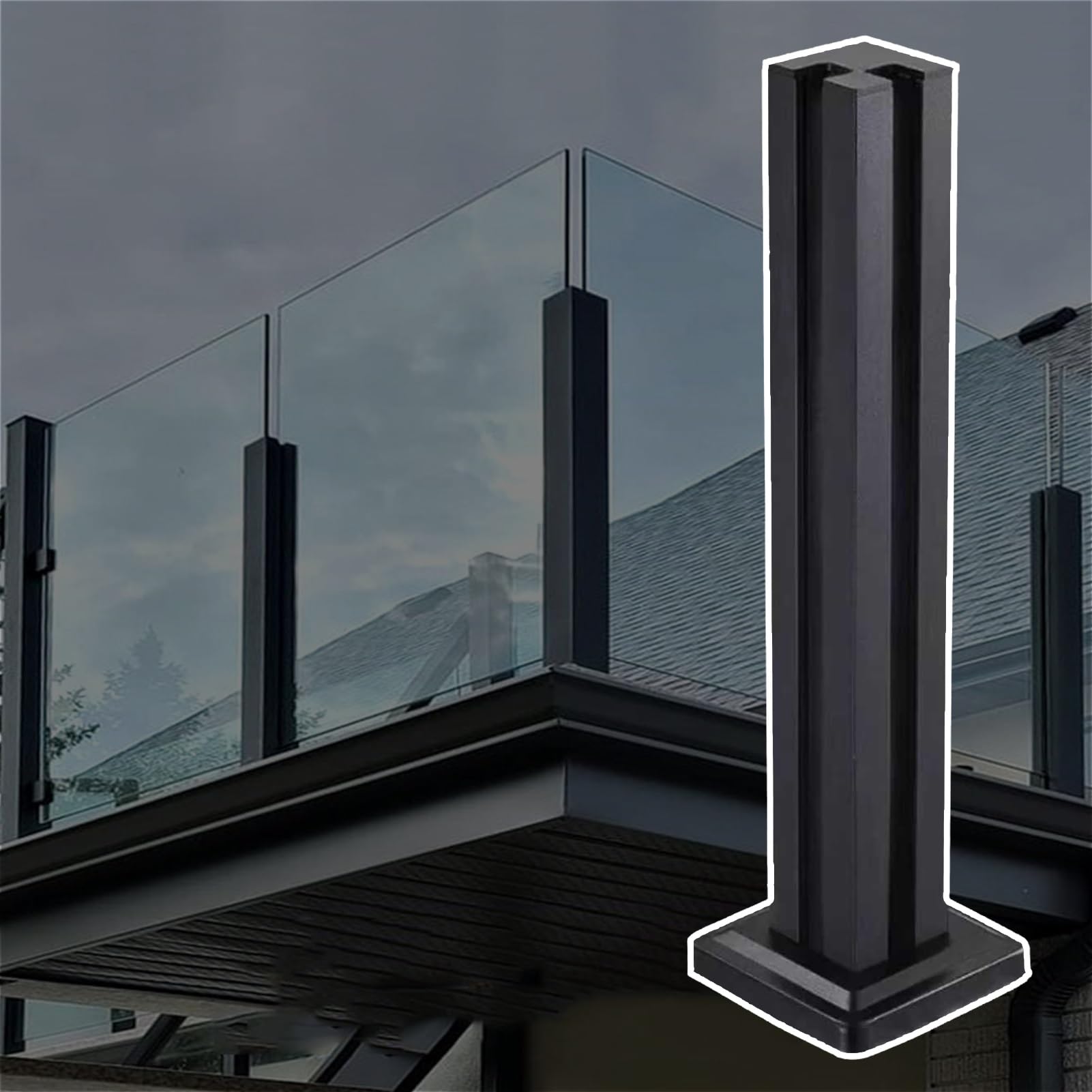 Poteaux de garde-corps carrés acier inoxydable verre angle en C