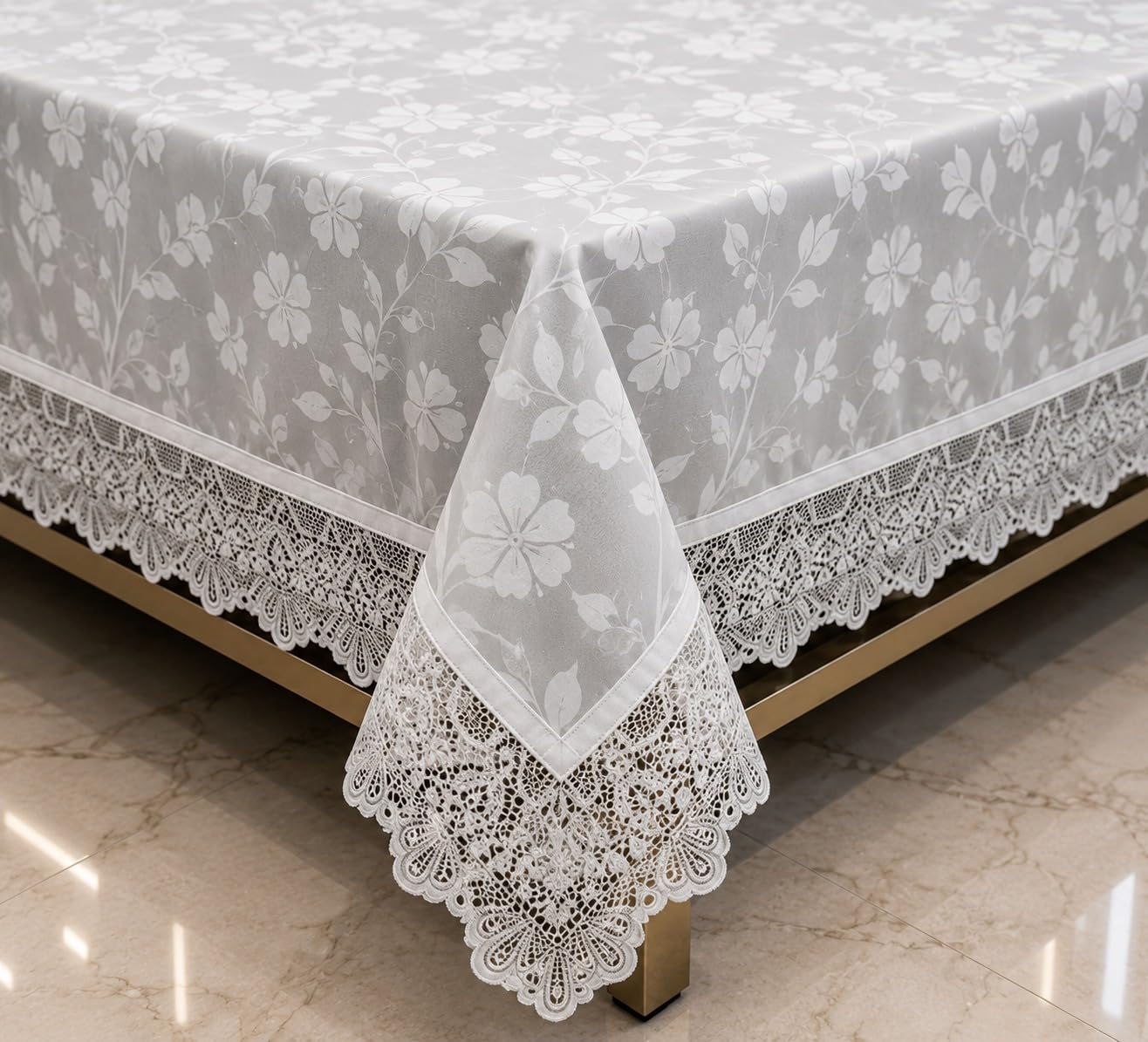 Square Table Cover for Centre Table, Coffee Table, PVC Material, Waterproof and Heatproof, 50"x50" (Silver Bloom)-image-6