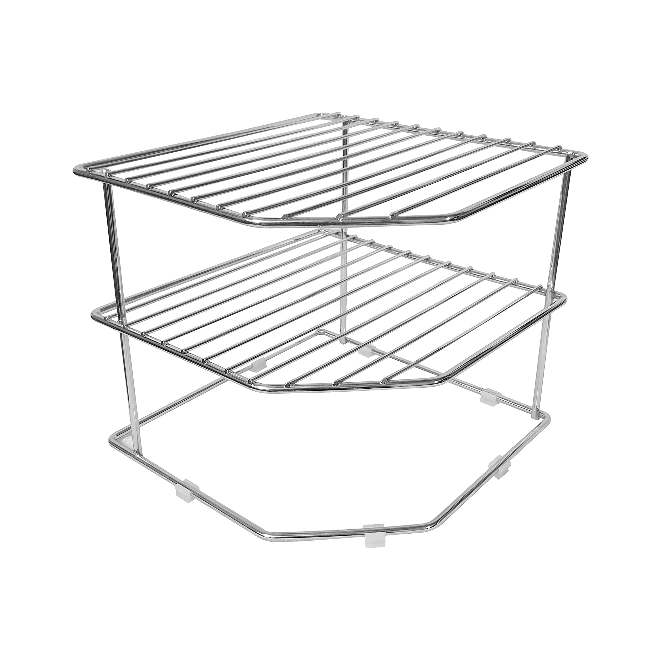 Everex Stainless Steel Multipurpose Kitchen Plate Dish Corner Shelf Rack Stand Shelves Holder, Kitchen Tray Pan Pot Utensils Chakla Belan Storage Cupboard Organizer For Home - Floor Mount