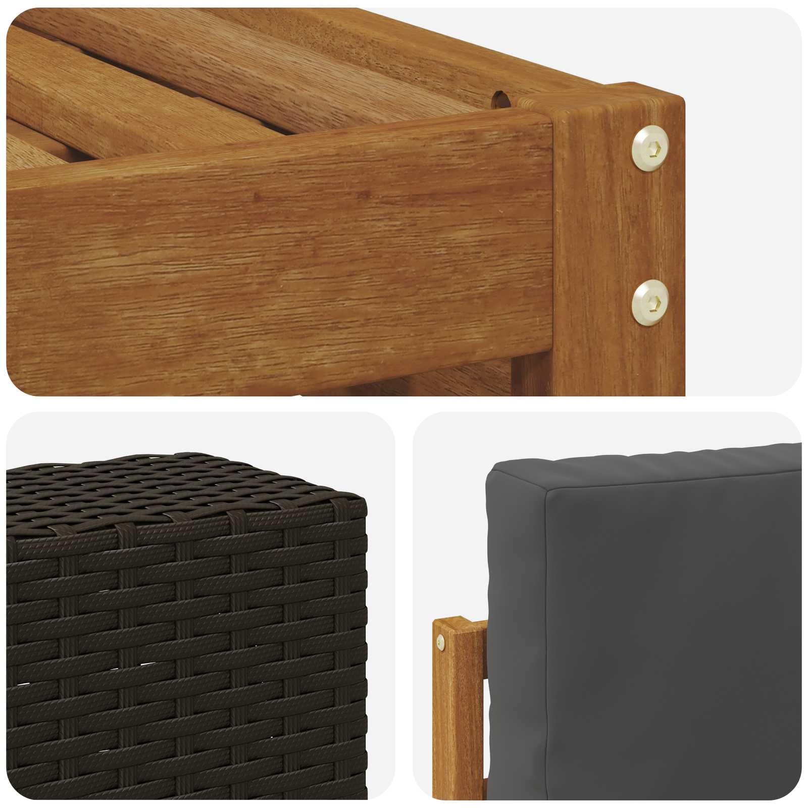 Outdoor-Sofagarnitur 11-teilig Natur Anthrazit Polyester, wetterbeständiges Gartenmöbelset mit 1 Tisch, 2 Ecksofas, 8 Sofas und 10 Sitzkissen für Terrasse und Außenbereich