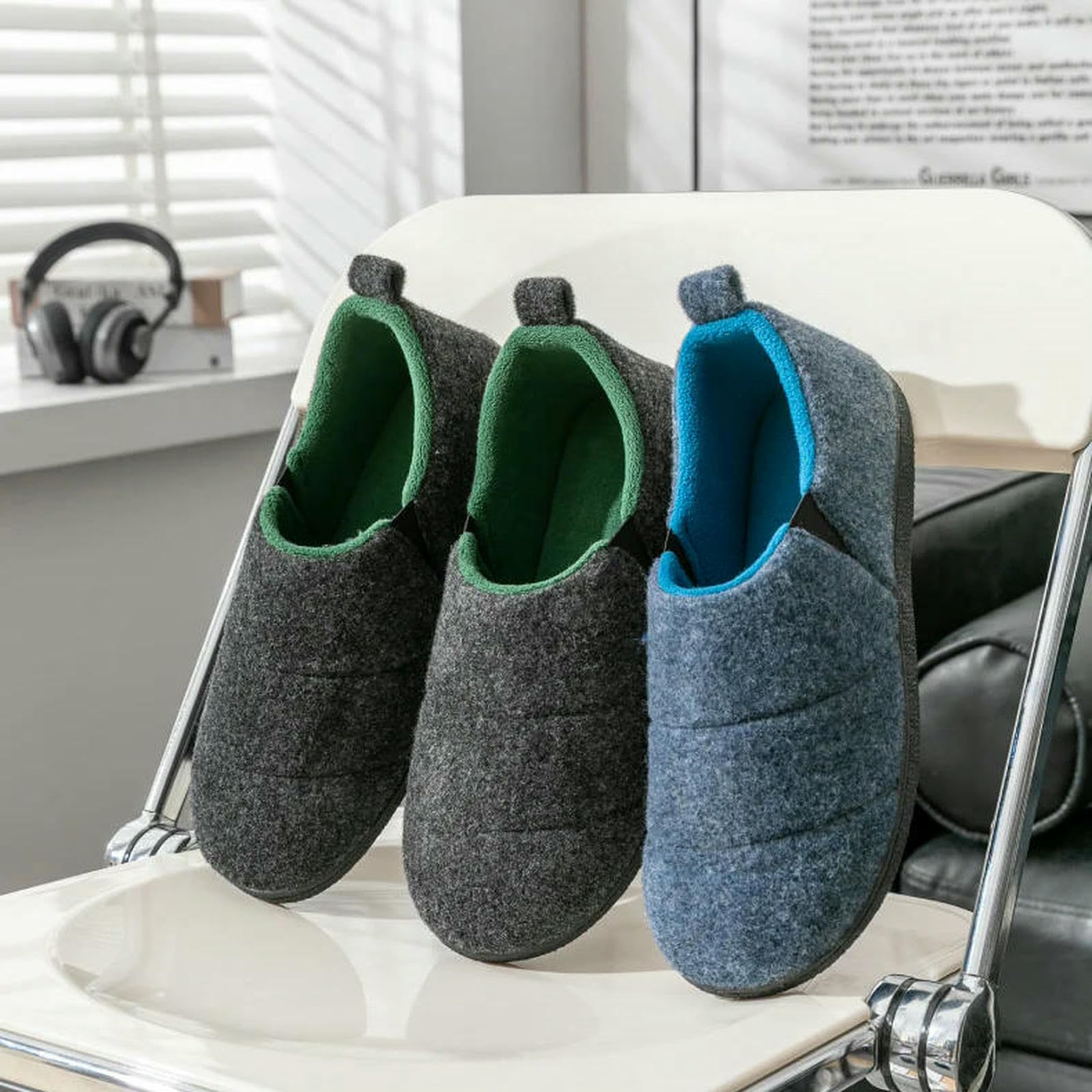 Pantofole Scarpe di Cotone Inverno in da Uomo Caldo Casa Casual House Antriskid Outdoor-Blu -45-46
