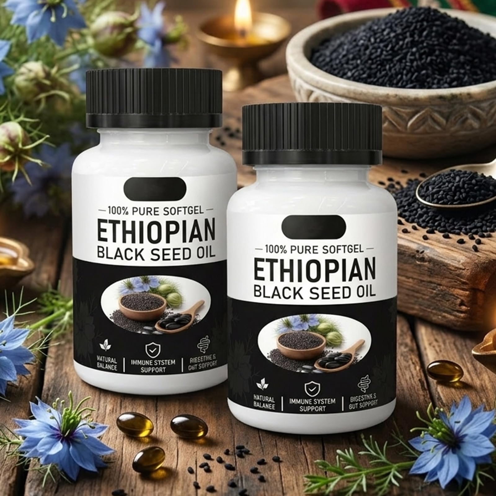 Ethiopian Black Seed Oil,Ethiopian Black Seed Oil,Non-GMO,Gluten-Free,60 Capsules (1 bottle) — view 6