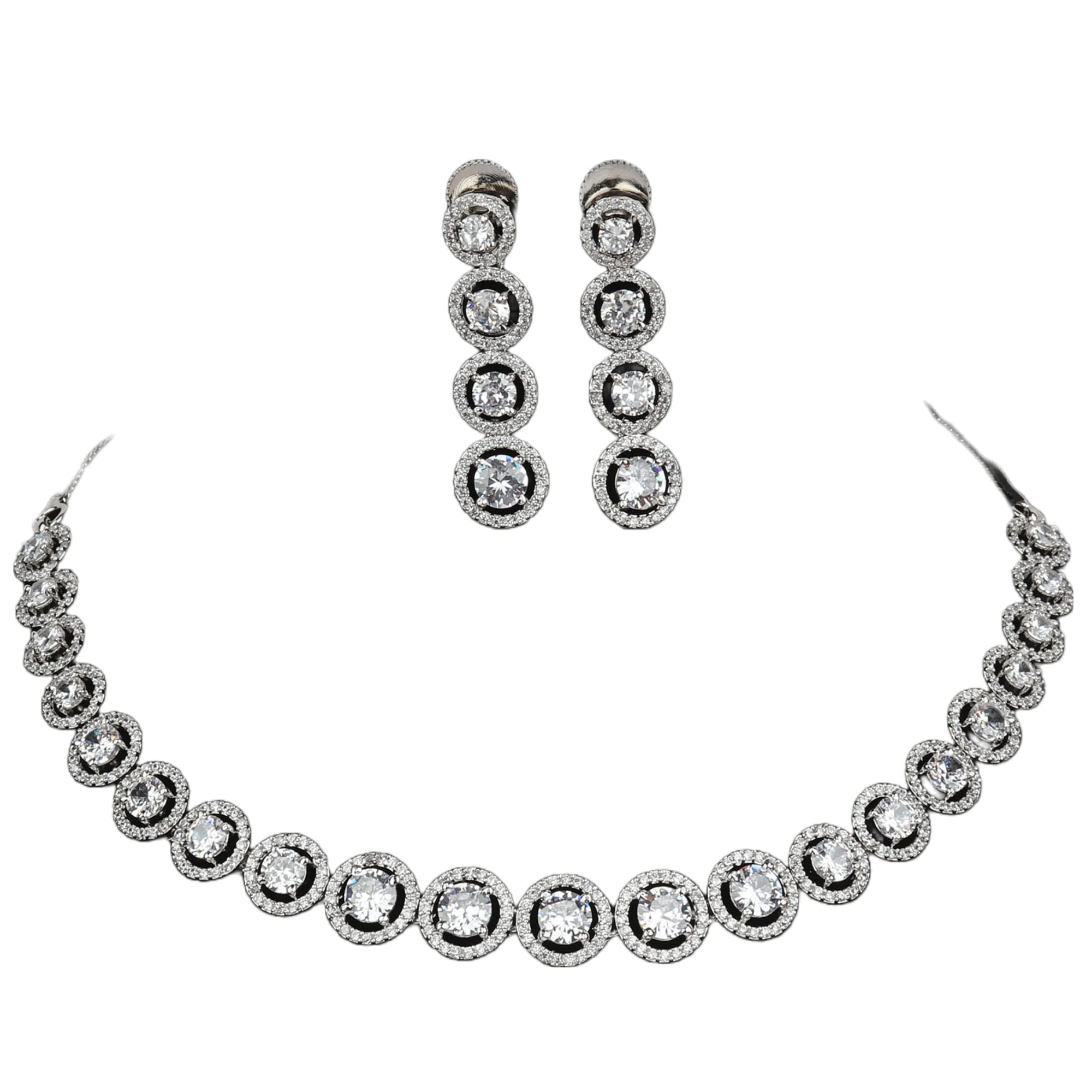 MIRANA Solitaire Round Shaped Necklace Set (Rhodium) (B0BR9NPCRC) Amazon Price History, Amazon Price Tracker