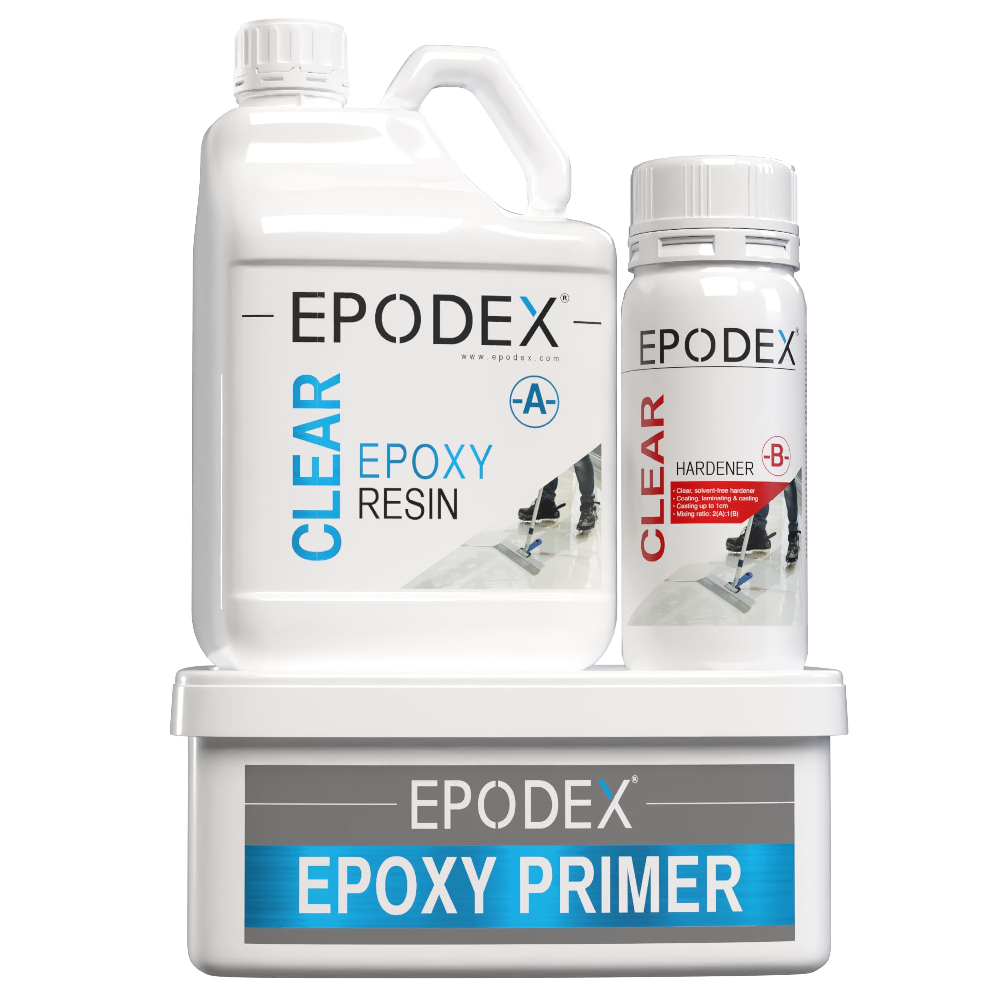 EPODEX Resina Epossidica per pavimenti interni | Rivestimento in resina per garage, design floor e altro | Finitura effetto pietra, marmo o granito | Kit colata per cemento, massetto, legno e altro