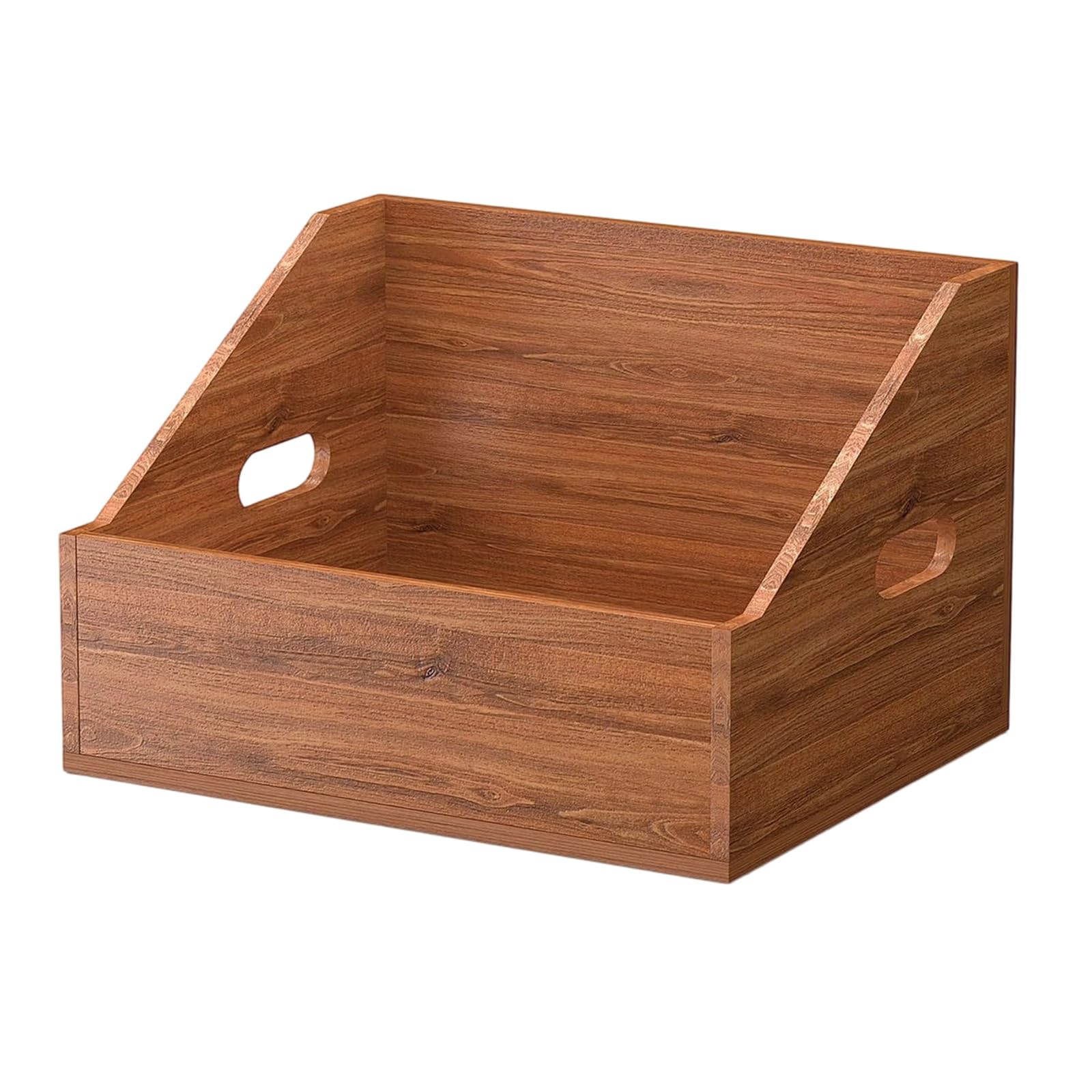 Scatola portaoggetti in legno con maniglie per l ' organizzazione della scrivania, supporto verticale anteriore aperto per file, riviste, libri e archiviazione dischi scrivanie da studio Organizer