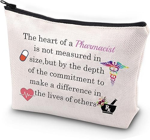 JYTAPP Bolsa de maquillaje para farmacéutico, regalos de agradecimiento para farmacéutico, símbolo RX, bolsa de cosméticos, técnico de farmacia,